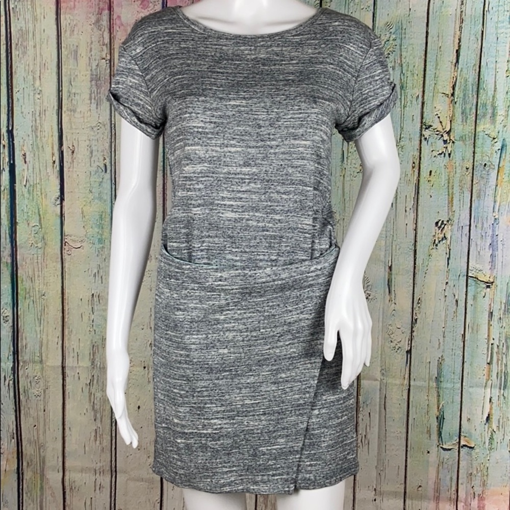 Maeve Anthropologie Gray Wrap T-shirt Dress